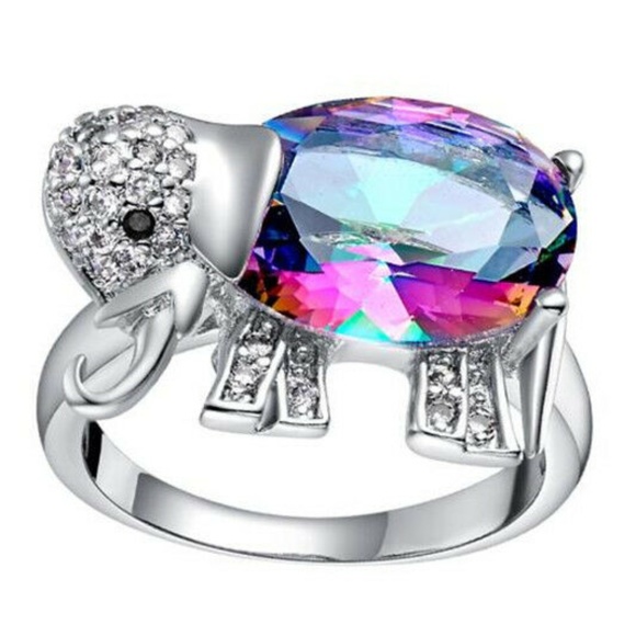 colorful Gemstones Wedding Engagement Party Ring